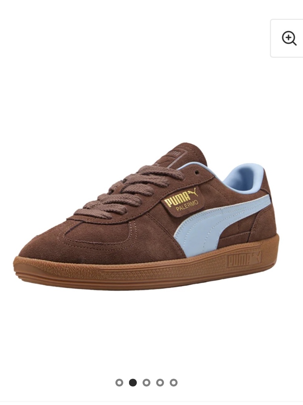 Puma Palermo Suede Sneakers in Brown with Light Blue Formstrip Sz. 10.5